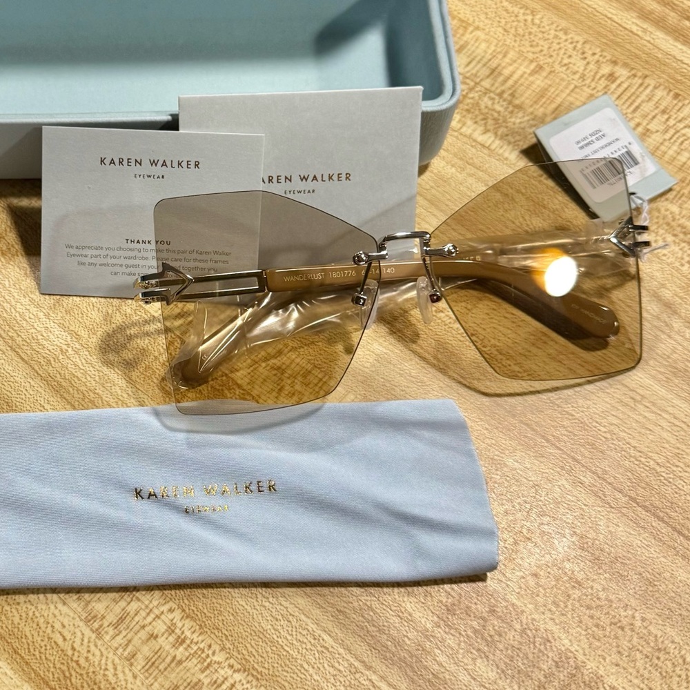 KAREN WALKER WANDERLUST CARAMEL SUNGLASSES IN CASE - Picture 3 of 13